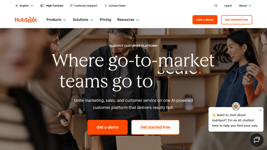 HubSpot AI Search Grader landing page offering free brand visibility assessment