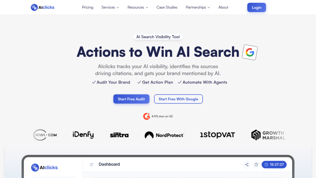 aiclicks landing page — AI search click and visibility analytics platform