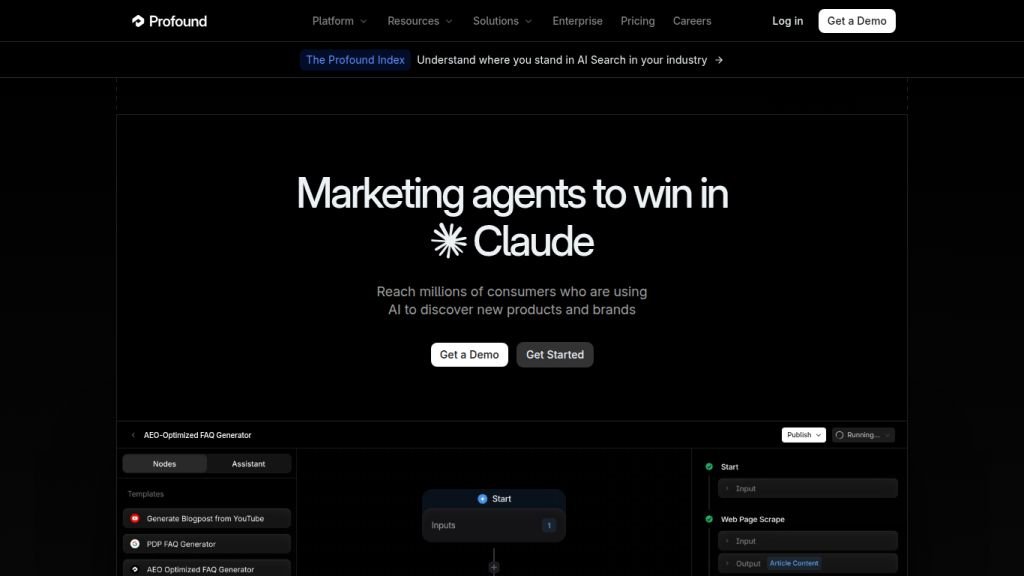 Profound landing page — enterprise AI visibility and citation analytics